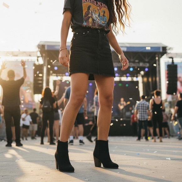 Rag & Bone Newbury Black Canvas Booties Wooden Heel Ankle Boots Size 38 (7.5-8) - Picture 3 of 8